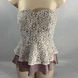 Lavender Silk & Lace Strapless Top